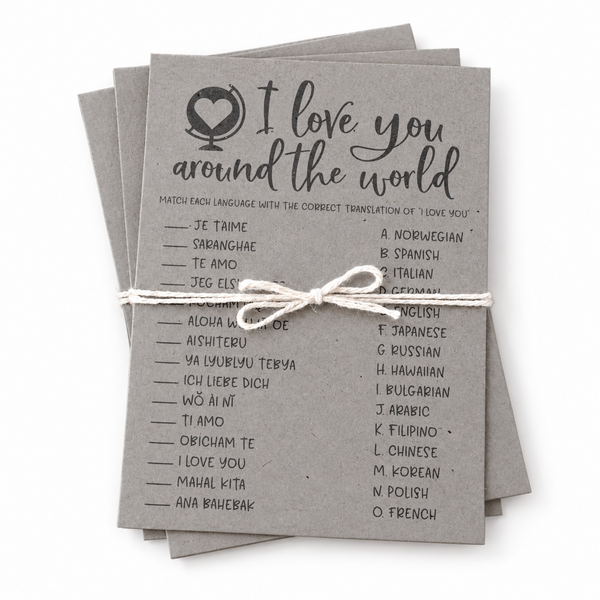 I Love You Around The World Bridal Shower Game