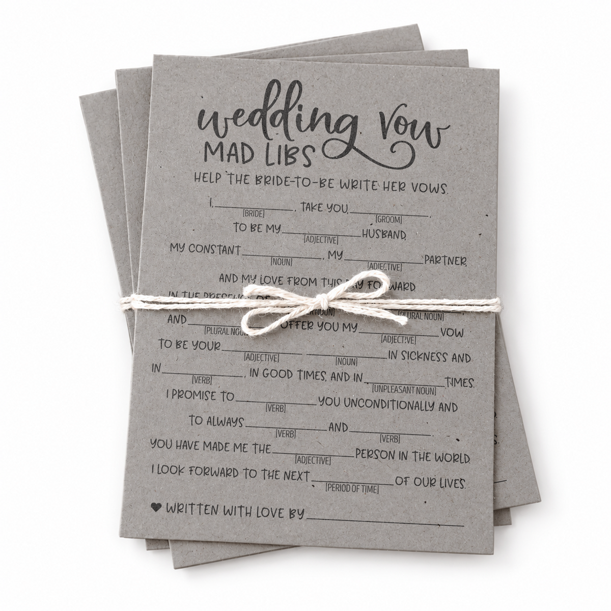Wedding Vow Mad Libs Bridal Shower Game