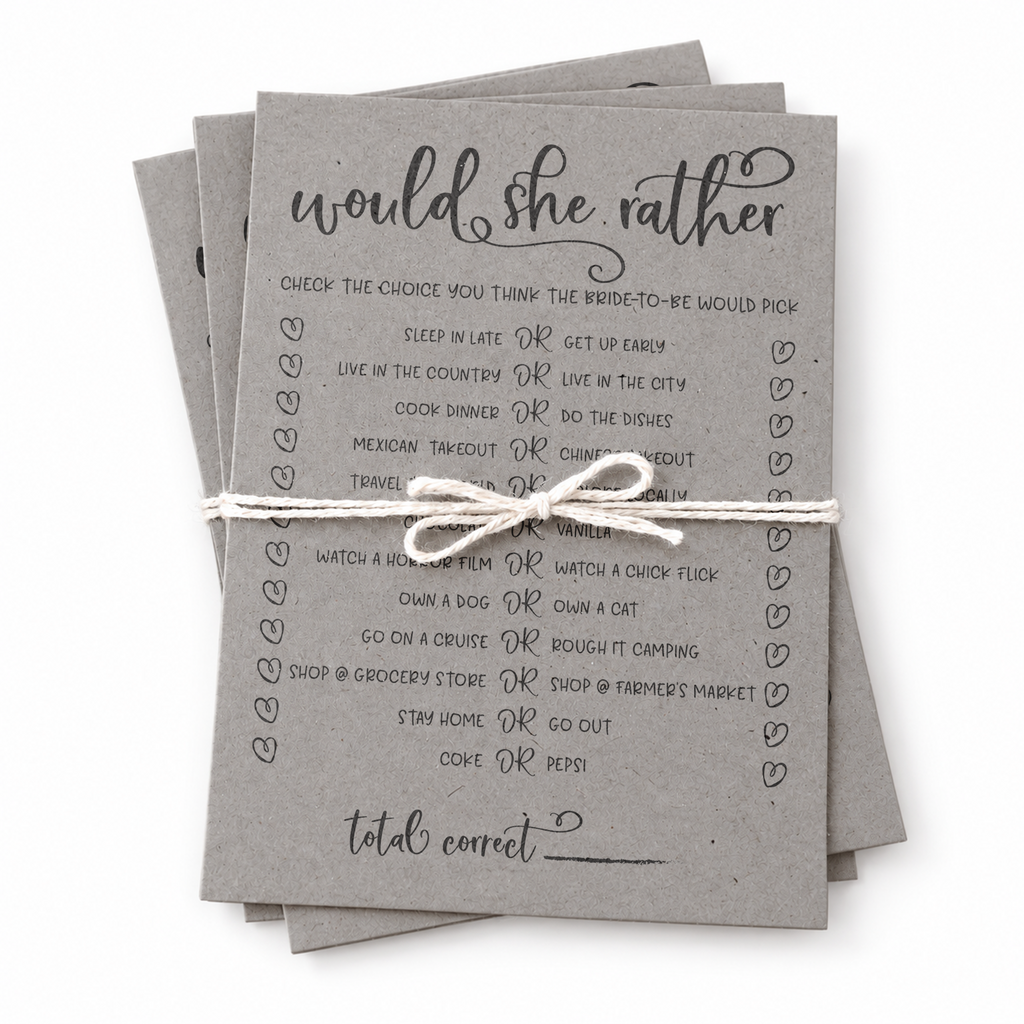 Would She Rather Bridal Shower Game