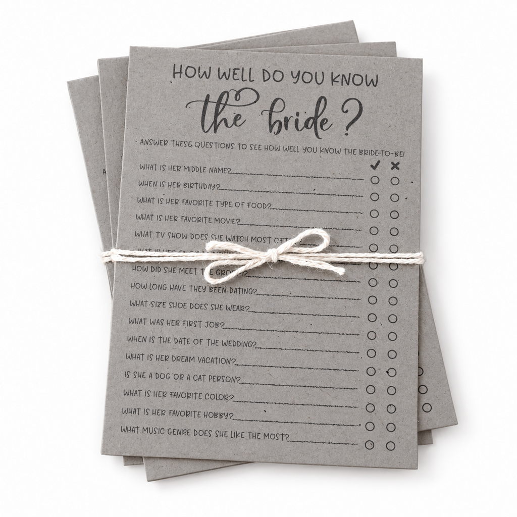 How Well Do You Know the Bride Bridal Shower Game