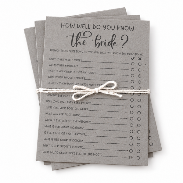 How Well Do You Know the Bride Bridal Shower Game