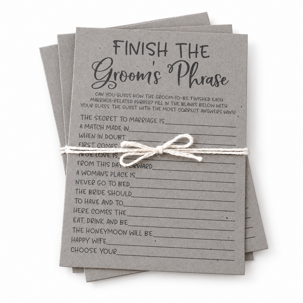 Finish the Groom's Phrase Bridal Shower Game