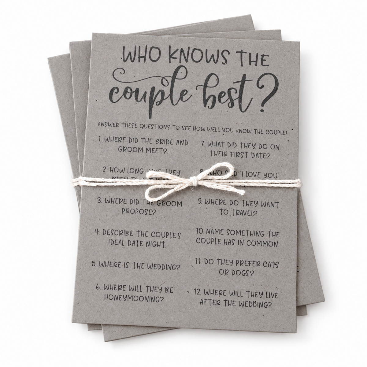 Who Knows The Couple Best Bridal Shower Game