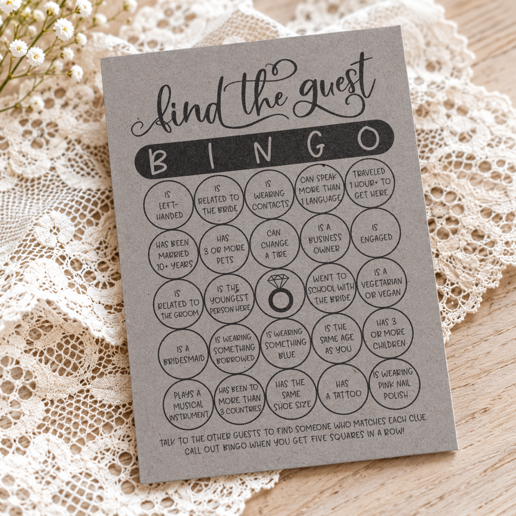 Find The Guest Bingo Bridal Shower Game