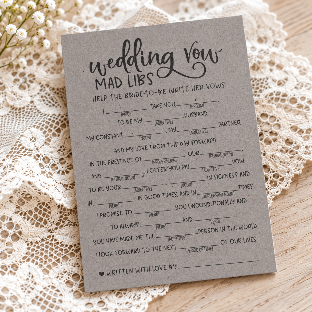 Wedding Vow Mad Libs Bridal Shower Game