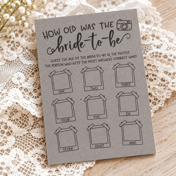How Old was the Bride-to-be Bridal Shower Game