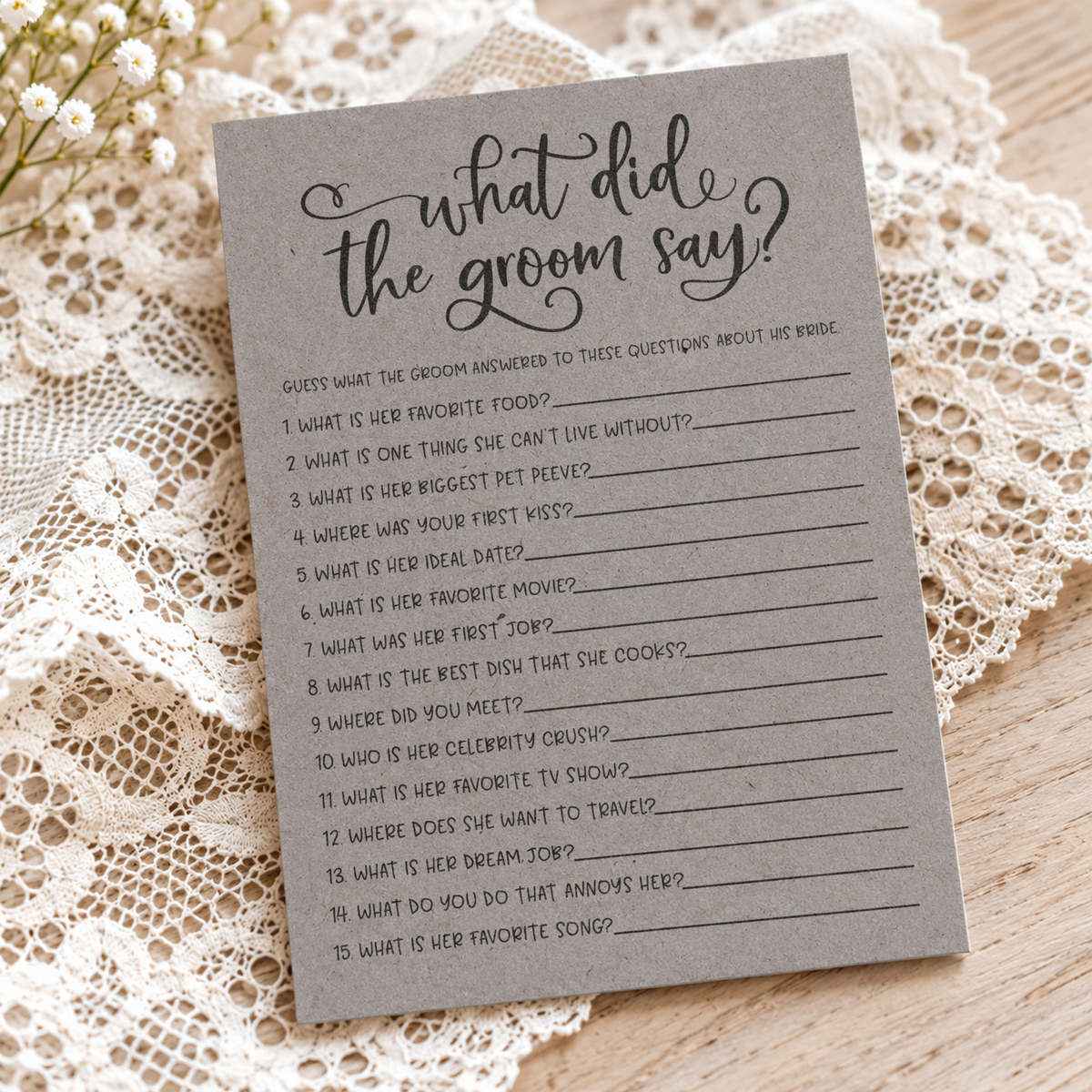 What Did The Groom Say Bridal Shower Game