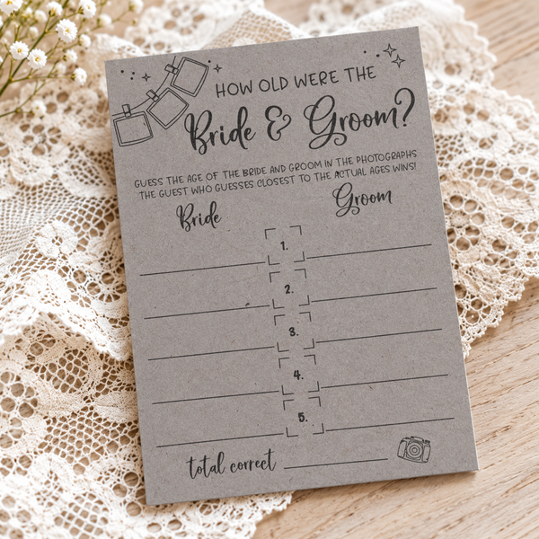 How Old Were The Bride And Groom Bridal Shower Game