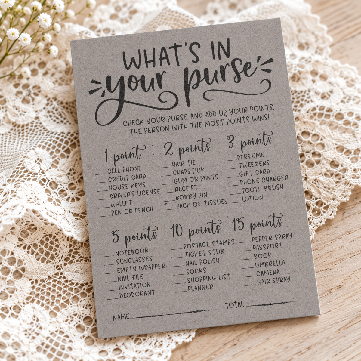 What's In Your Purse Bridal Shower Game