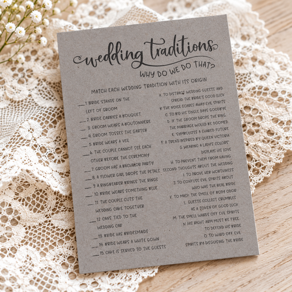 Wedding Traditions Bridal Shower Game