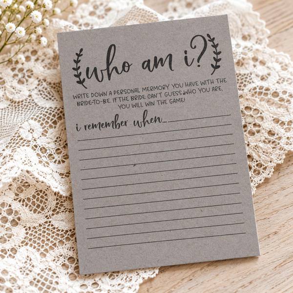 Who Am I Bridal Shower Game
