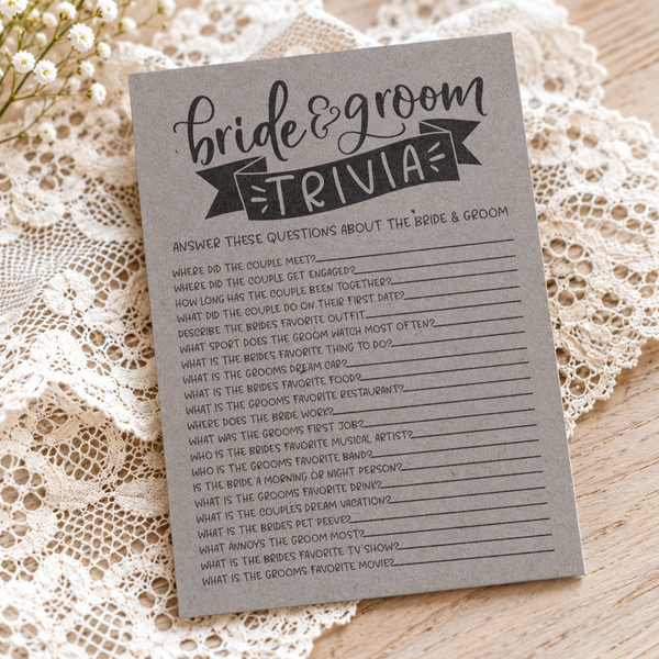 Bride Groom Trivia Bridal Shower Game