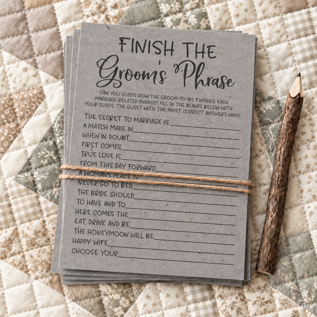 Finish the Groom's Phrase Bridal Shower Game