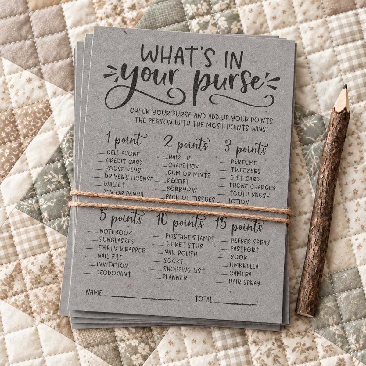 What's In Your Purse Bridal Shower Game