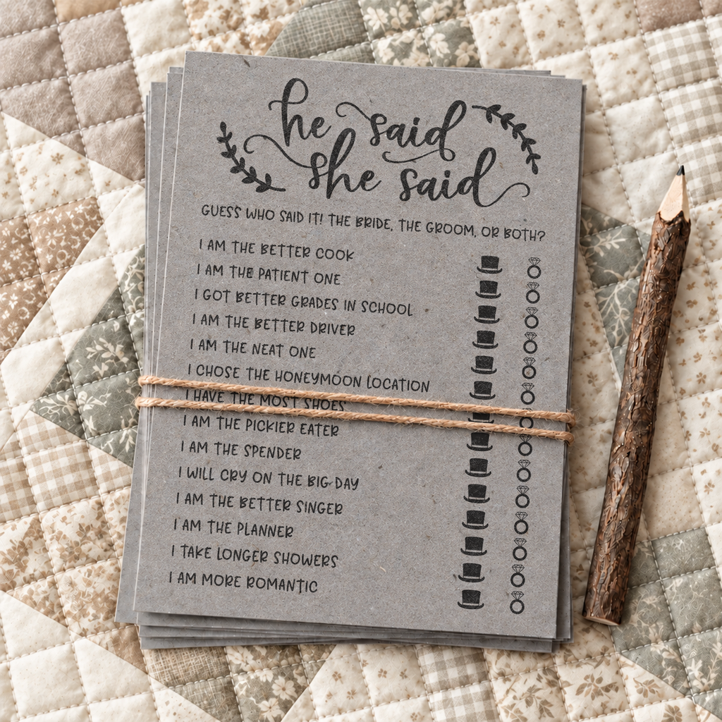 He Said She Said Bridal Shower Game