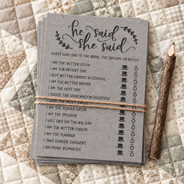 He Said She Said Bridal Shower Game