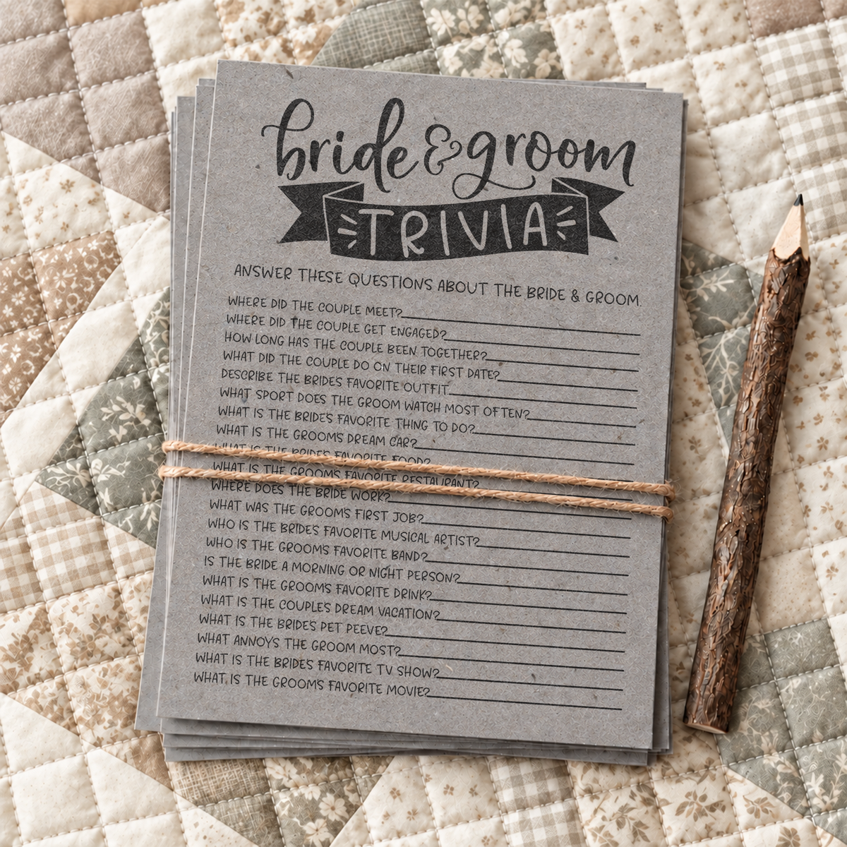 Bride Groom Trivia Bridal Shower Game
