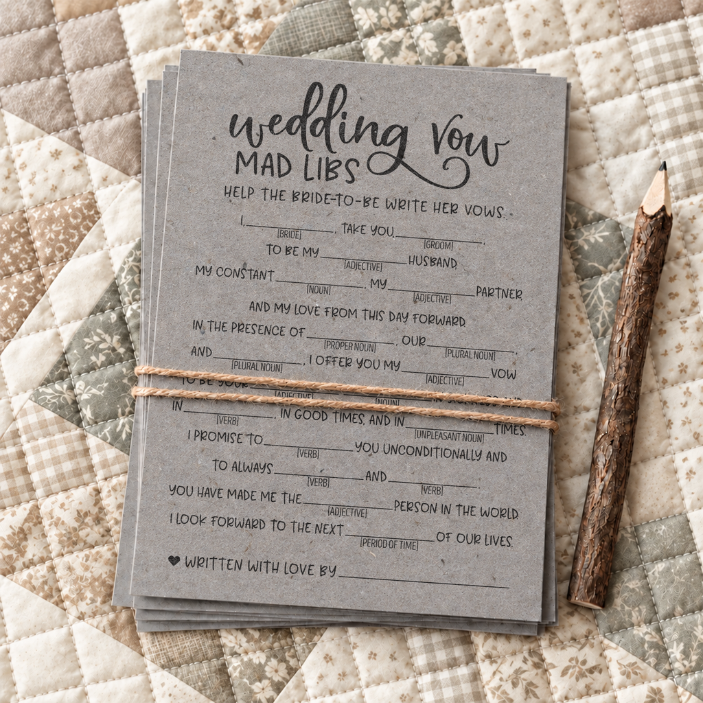Wedding Vow Mad Libs Bridal Shower Game