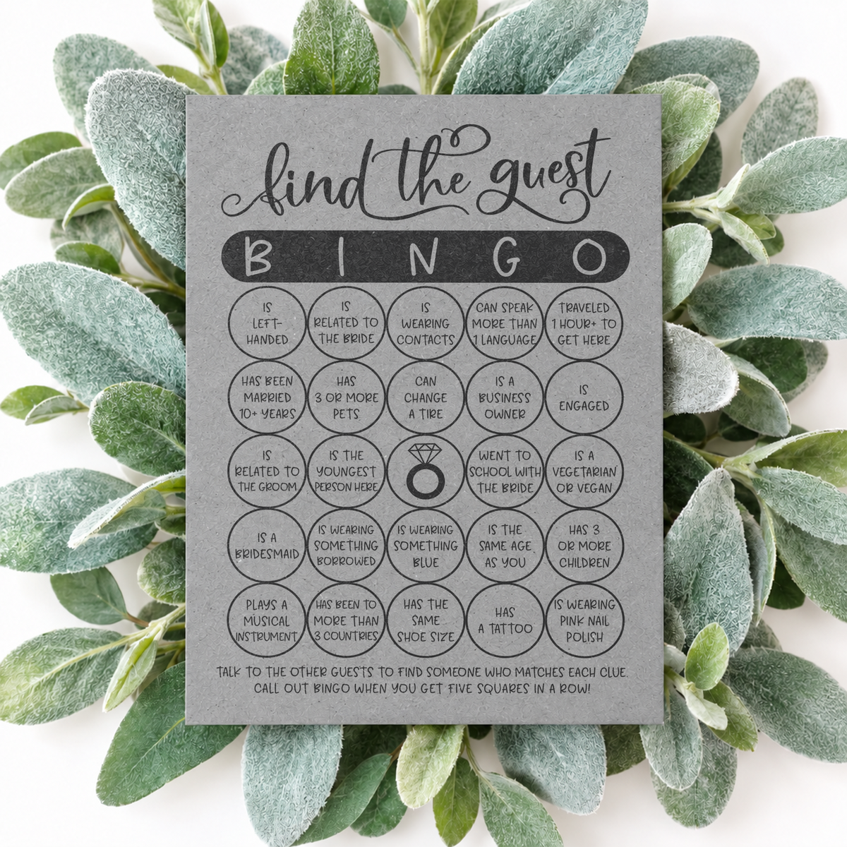 Find The Guest Bingo Bridal Shower Game