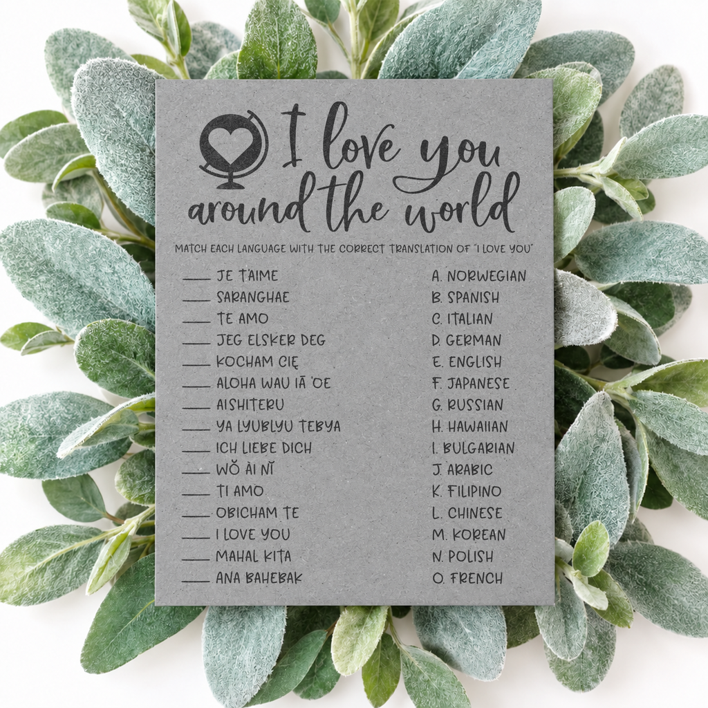 I Love You Around The World Bridal Shower Game