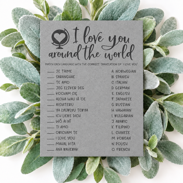I Love You Around The World Bridal Shower Game
