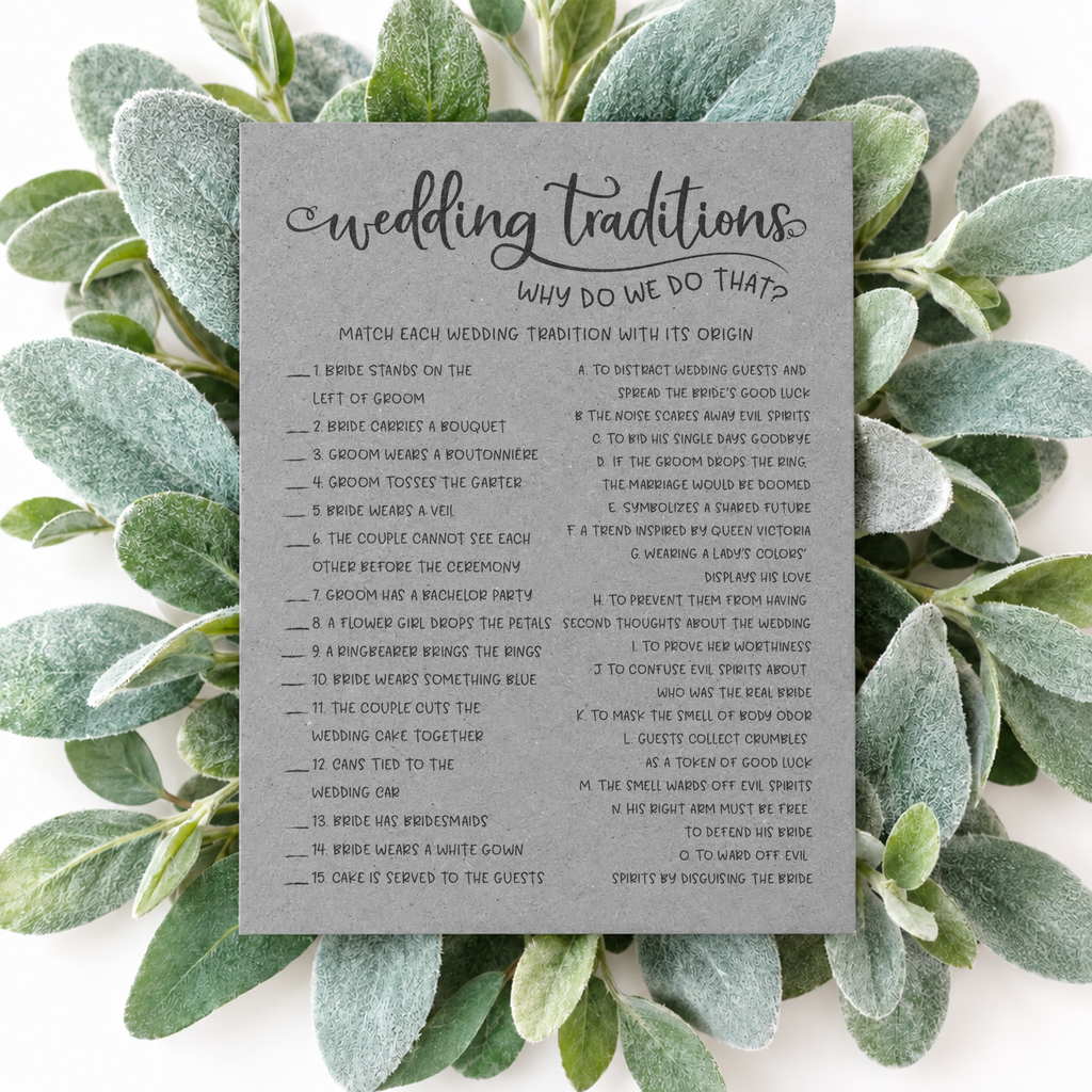 Wedding Traditions Bridal Shower Game