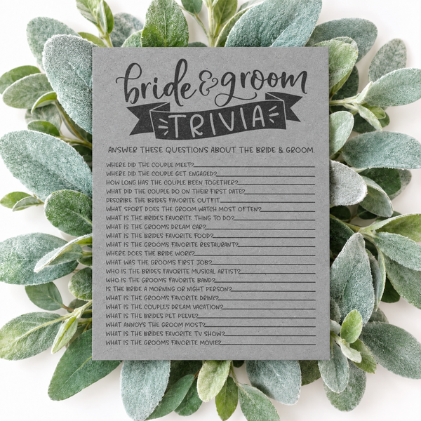 Bride Groom Trivia Bridal Shower Game