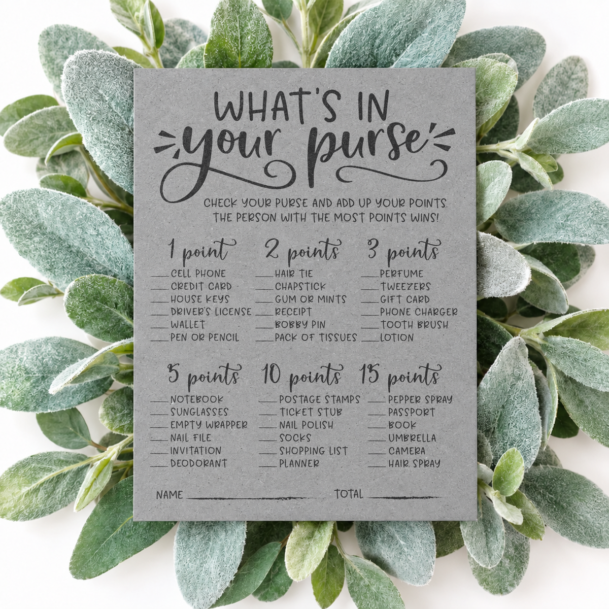 What's In Your Purse Bridal Shower Game