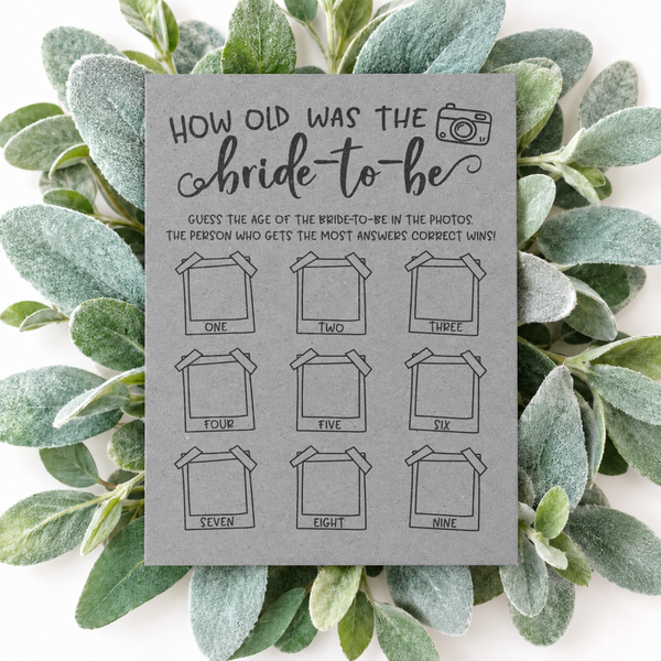 How Old was the Bride-to-be Bridal Shower Game