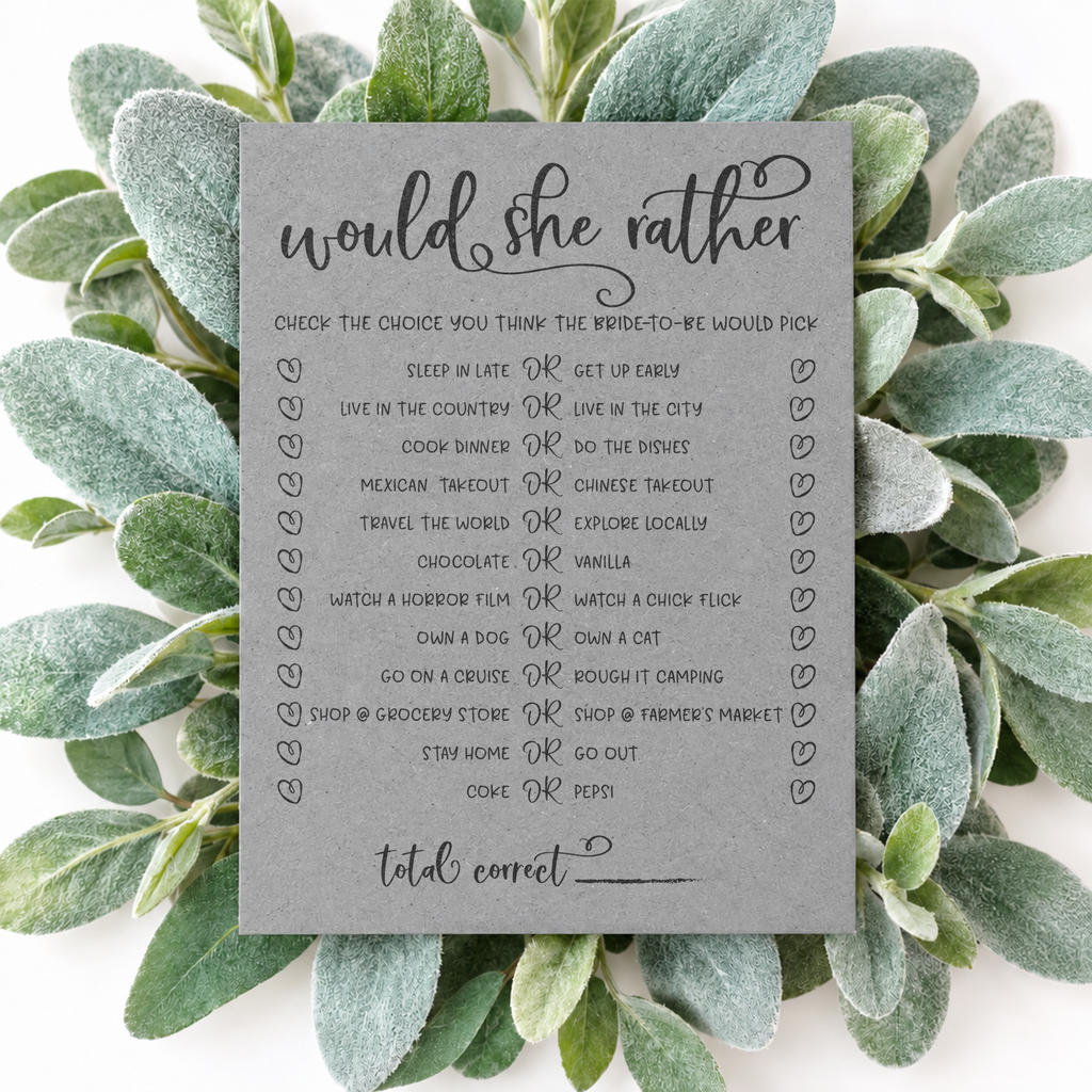 Would She Rather Bridal Shower Game