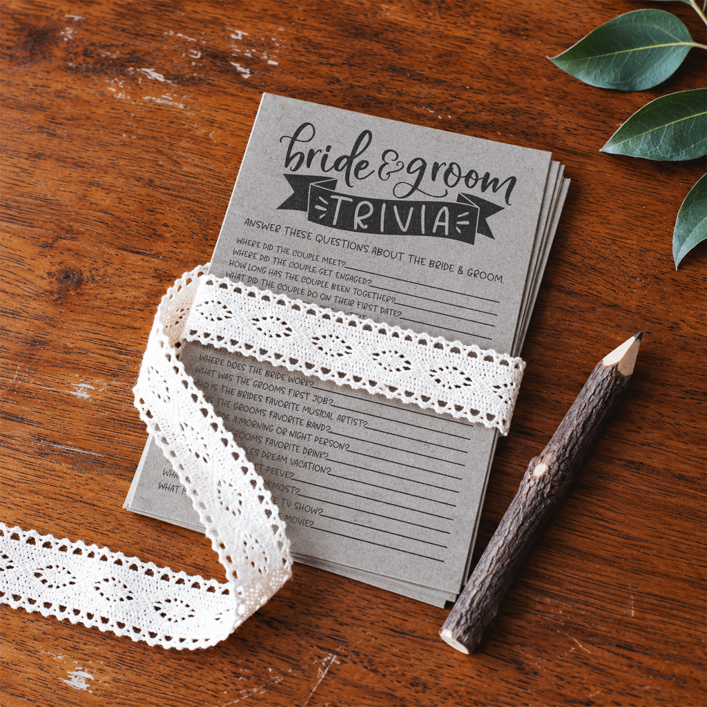 Bride Groom Trivia Bridal Shower Game