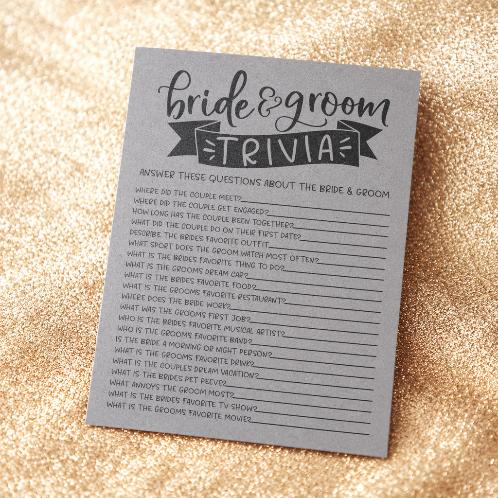 Bride Groom Trivia Bridal Shower Game