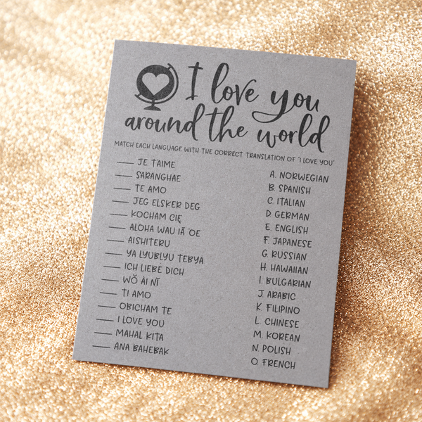 I Love You Around The World Bridal Shower Game