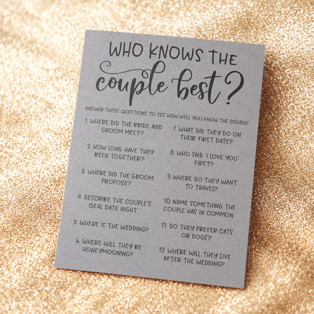 Who Knows The Couple Best Bridal Shower Game