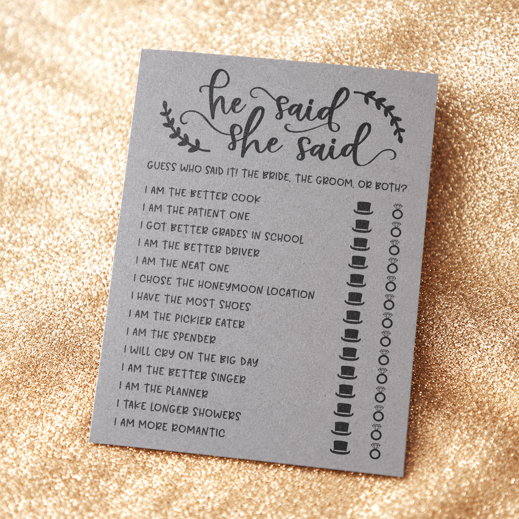 He Said She Said Bridal Shower Game