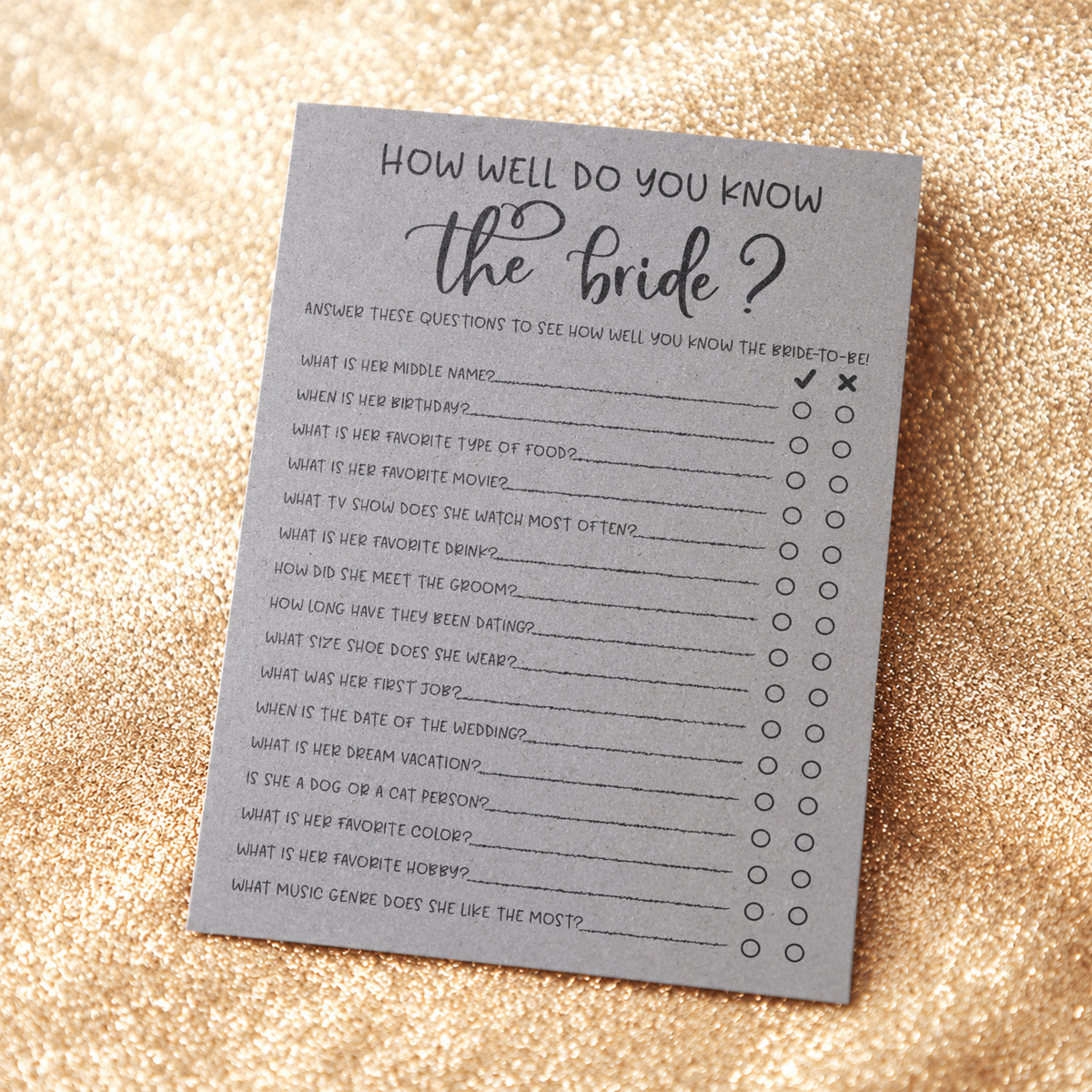 How Well Do You Know the Bride Bridal Shower Game