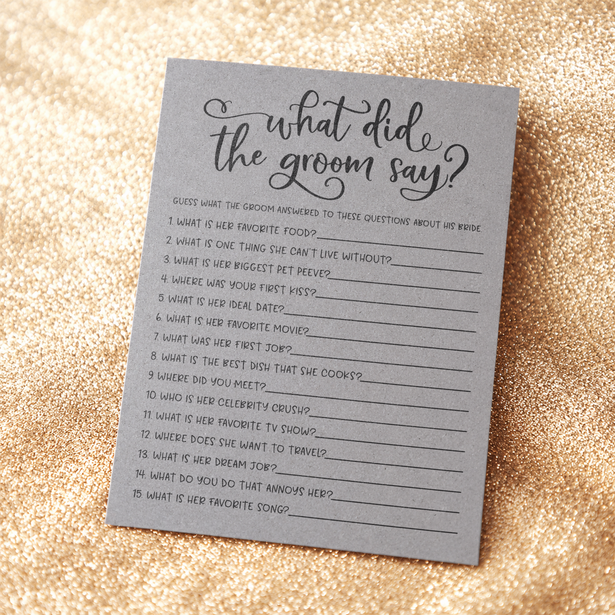 What Did The Groom Say Bridal Shower Game