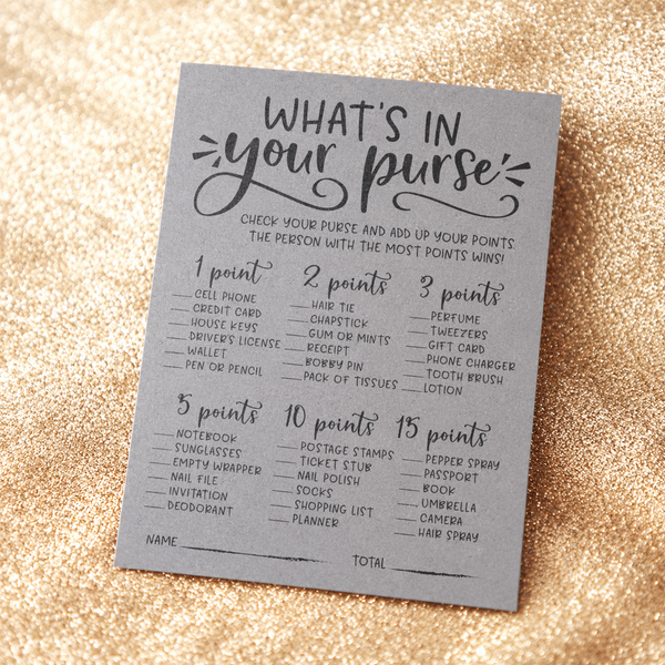 What's In Your Purse Bridal Shower Game