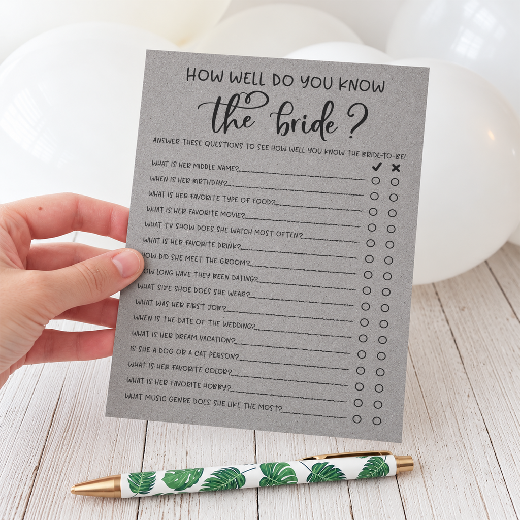 How Well Do You Know the Bride Bridal Shower Game