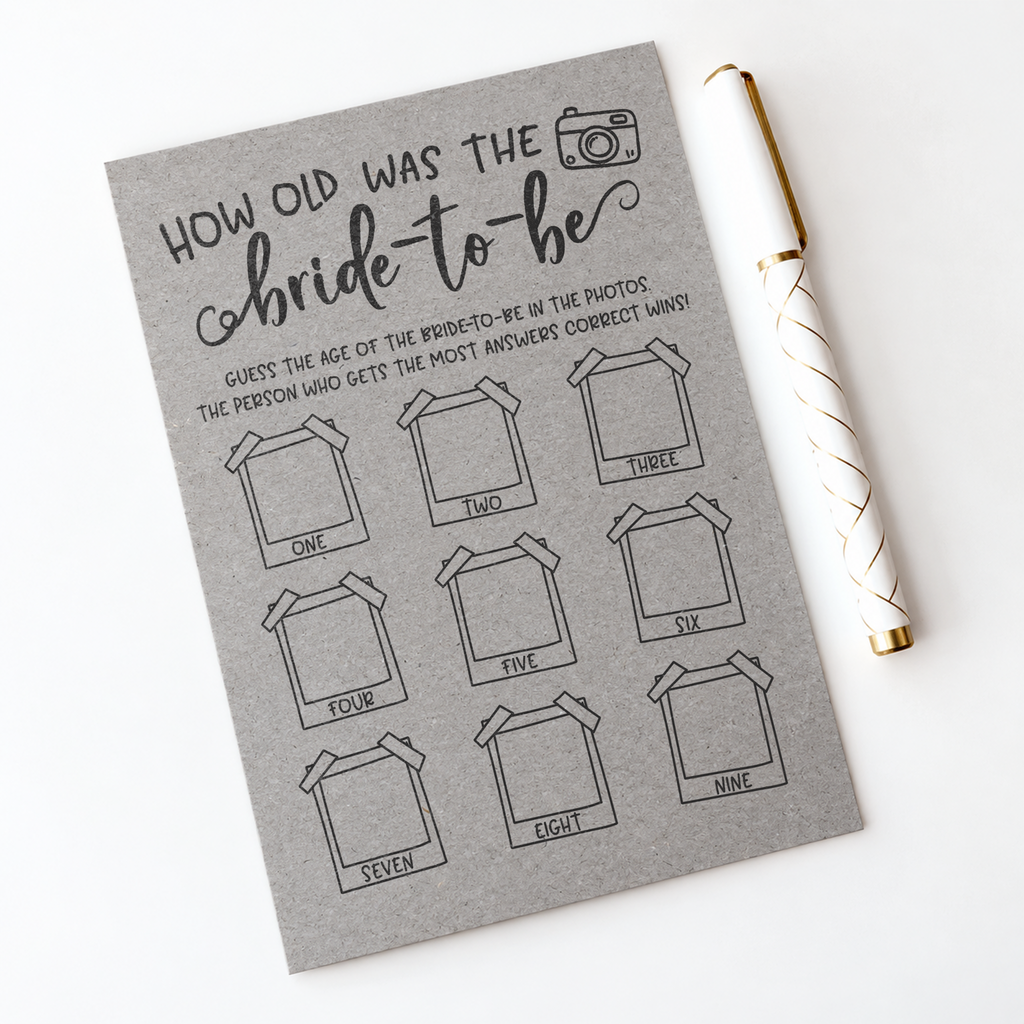 How Old was the Bride-to-be Bridal Shower Game