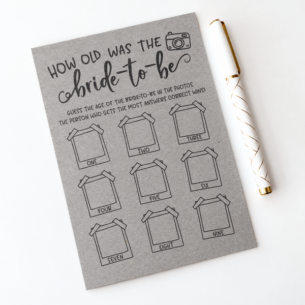 How Old was the Bride-to-be Bridal Shower Game