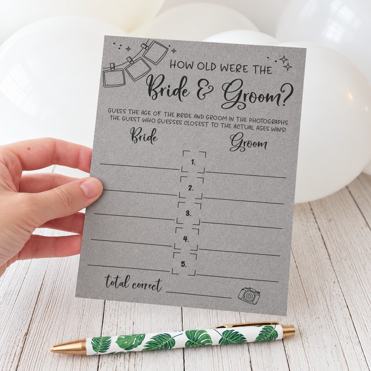 How Old Were The Bride And Groom Bridal Shower Game