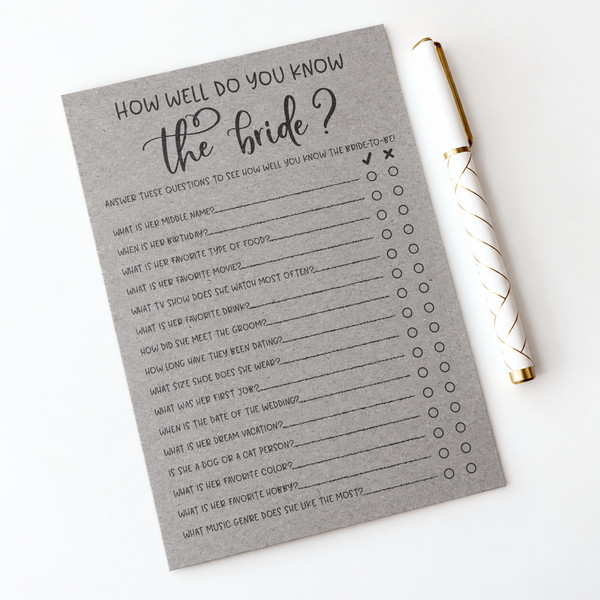 How Well Do You Know the Bride Bridal Shower Game
