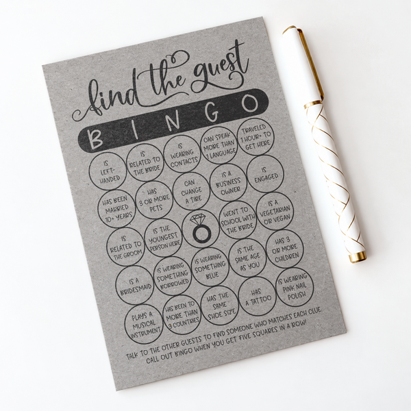Find The Guest Bingo Bridal Shower Game