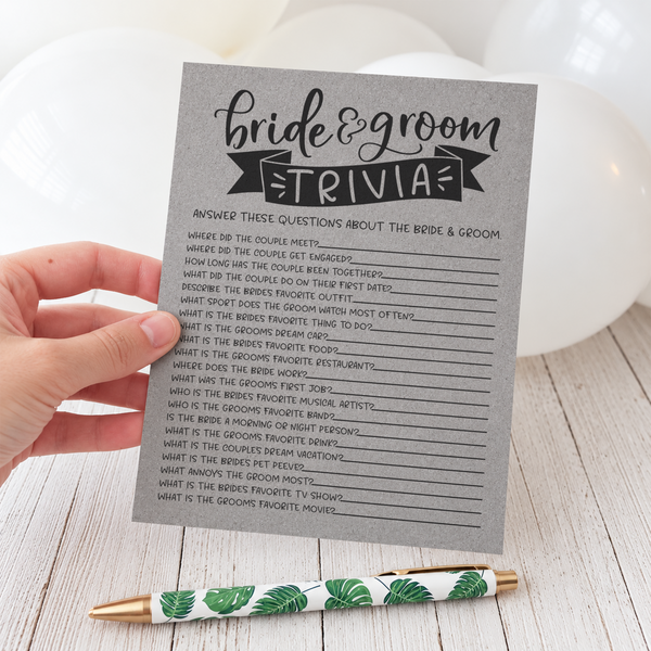 Bride Groom Trivia Bridal Shower Game