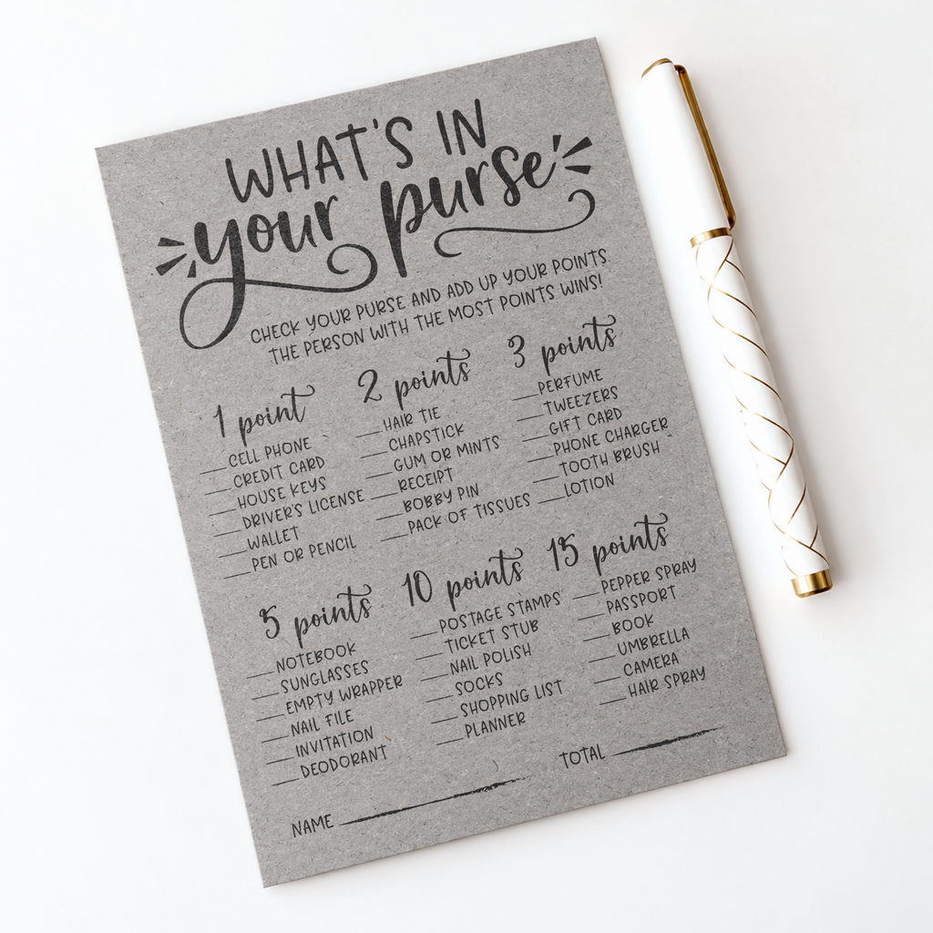 What's In Your Purse Bridal Shower Game