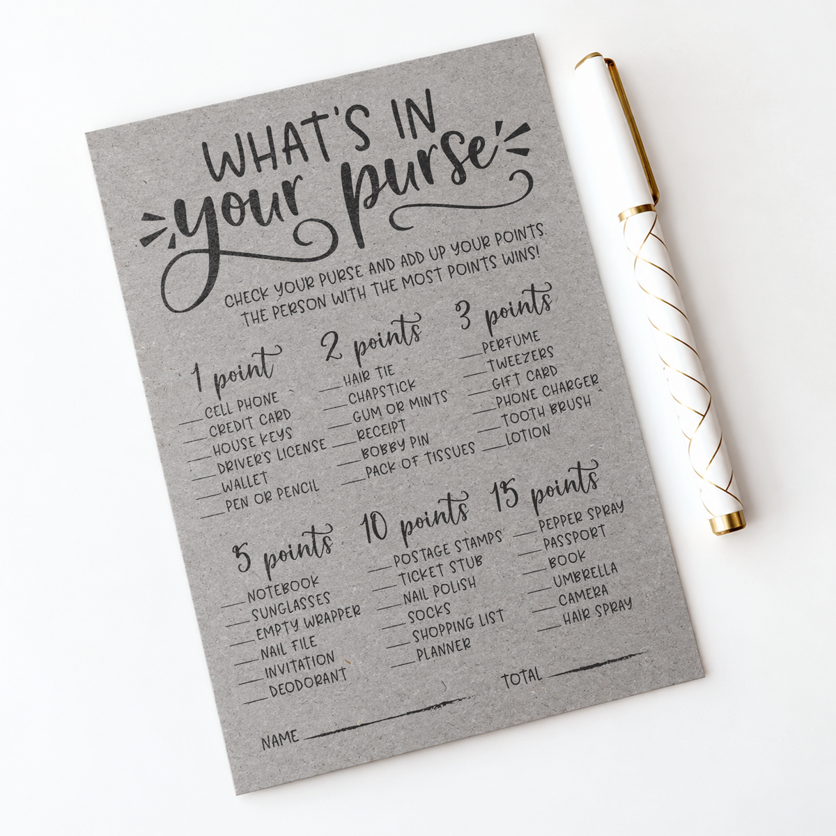 What's In Your Purse Bridal Shower Game