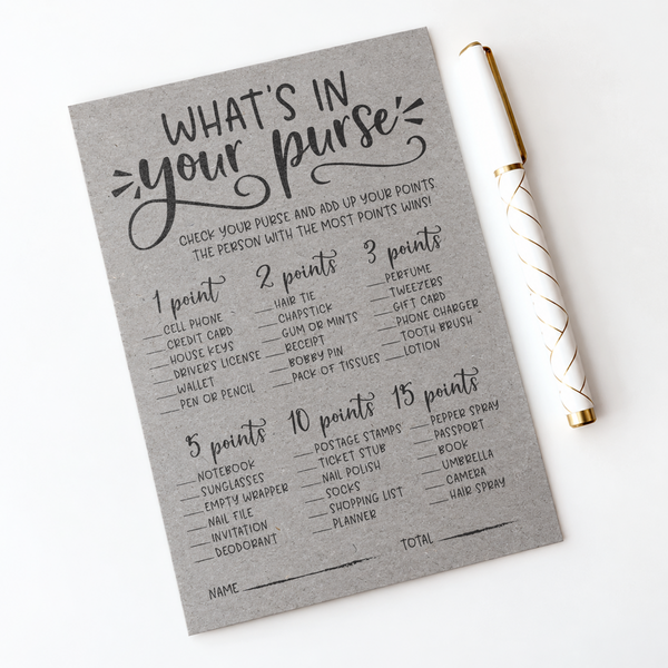 What's In Your Purse Bridal Shower Game