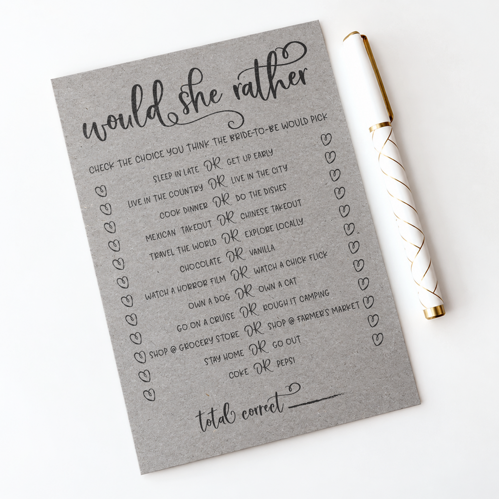 Would She Rather Bridal Shower Game
