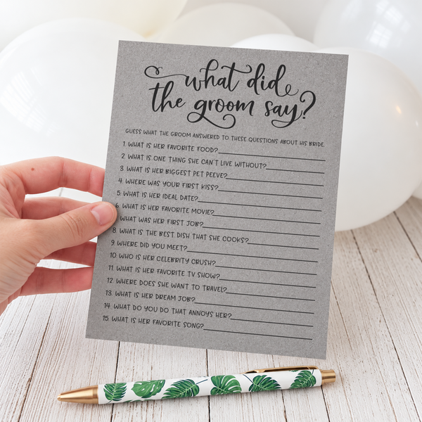 What Did The Groom Say Bridal Shower Game